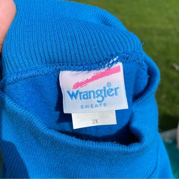 Vintage 80s Lady Wrangler Solid Blue Long High Neck Sweatshirt New Old Stock - Picture 7 of 8